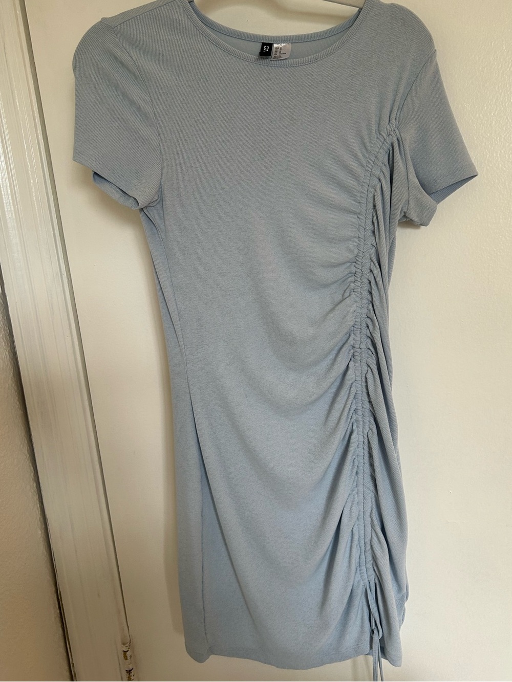 Divided Light Blue Ruched Side Mini Dress